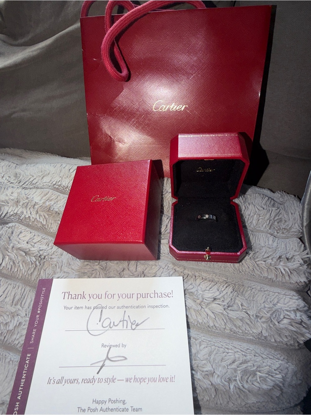 Authentic Cartier white gold love ring with 1 diamond